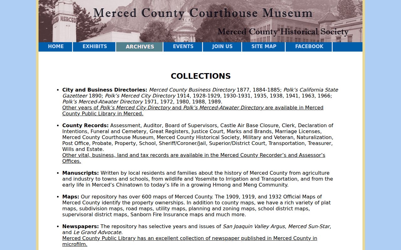 Merced city directory Courthouse Museum archive collection