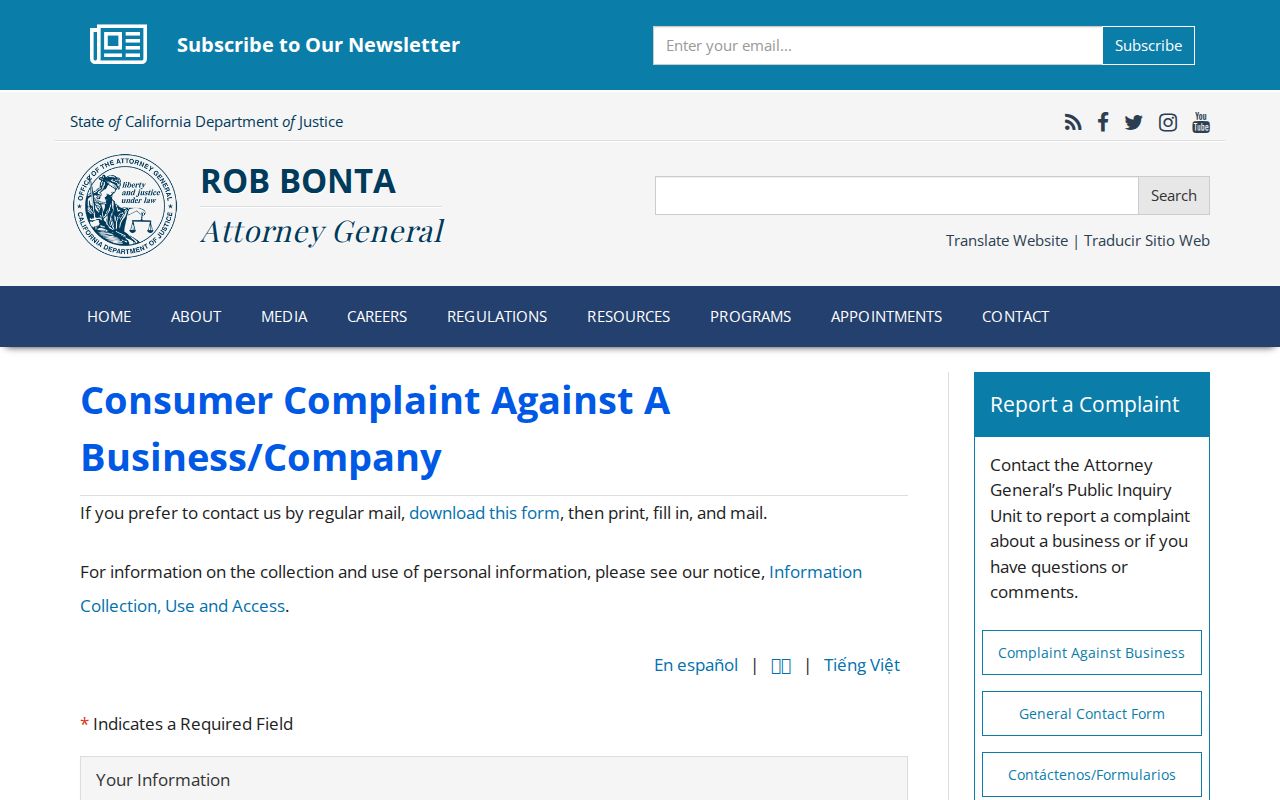 Merced neighbors California consumer complaint route