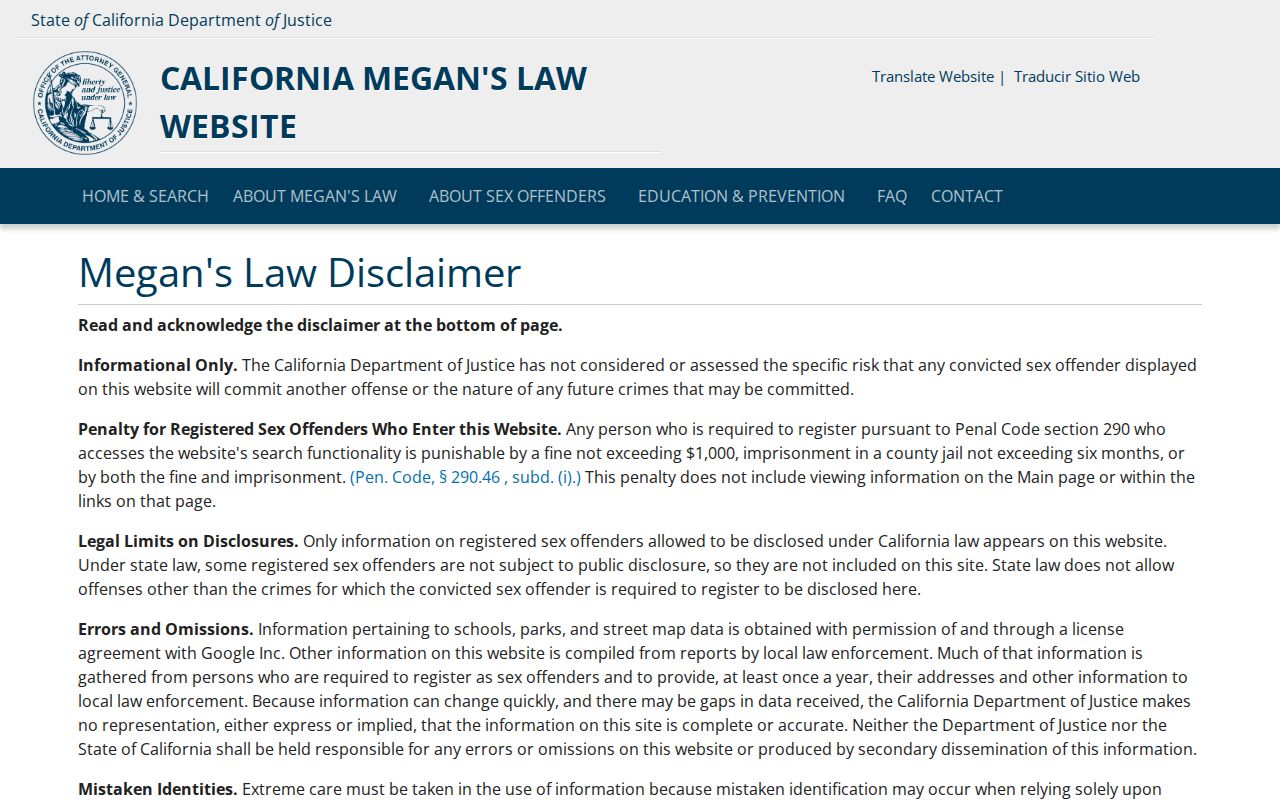 Merced resident lookup California Megan's Law search